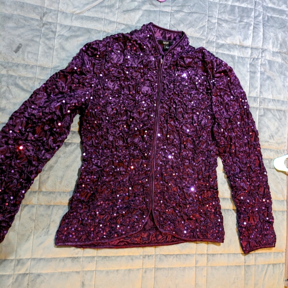 Purple scrunch tuxedo jacket